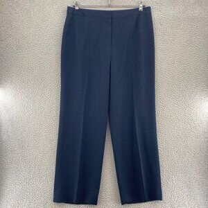 Le Suit Pants Womens 14 Navy Pinstripe Wide Leg Everyday Casual Office Career